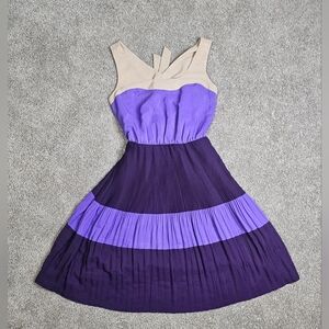 NWOT The Limited Purple & Tan Colorblock Midi Dress — Size XS